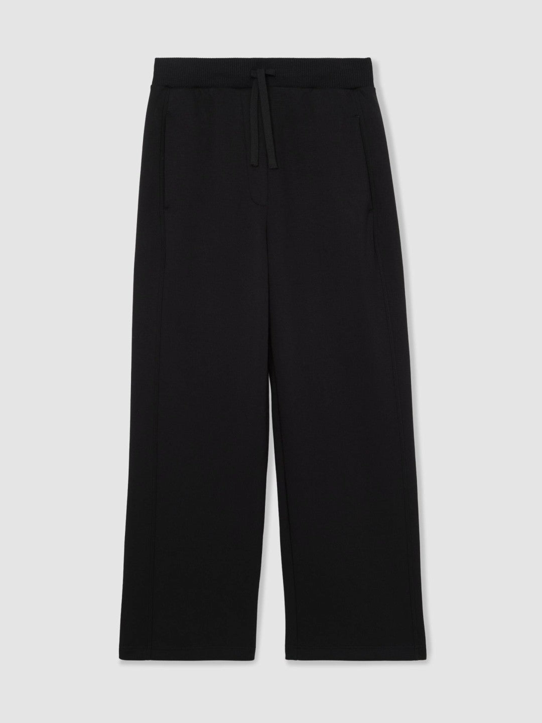 Wide-Leg Interlock Drawstring Joggers Black | Women