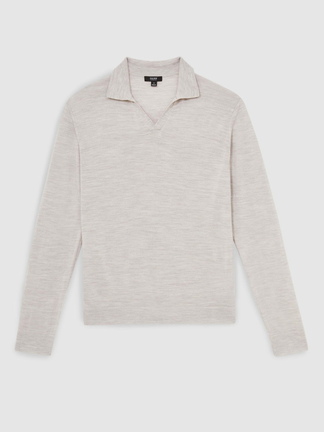 Merino Wool Open-Collar Polo Shirt Wicker Brown Melange | Men