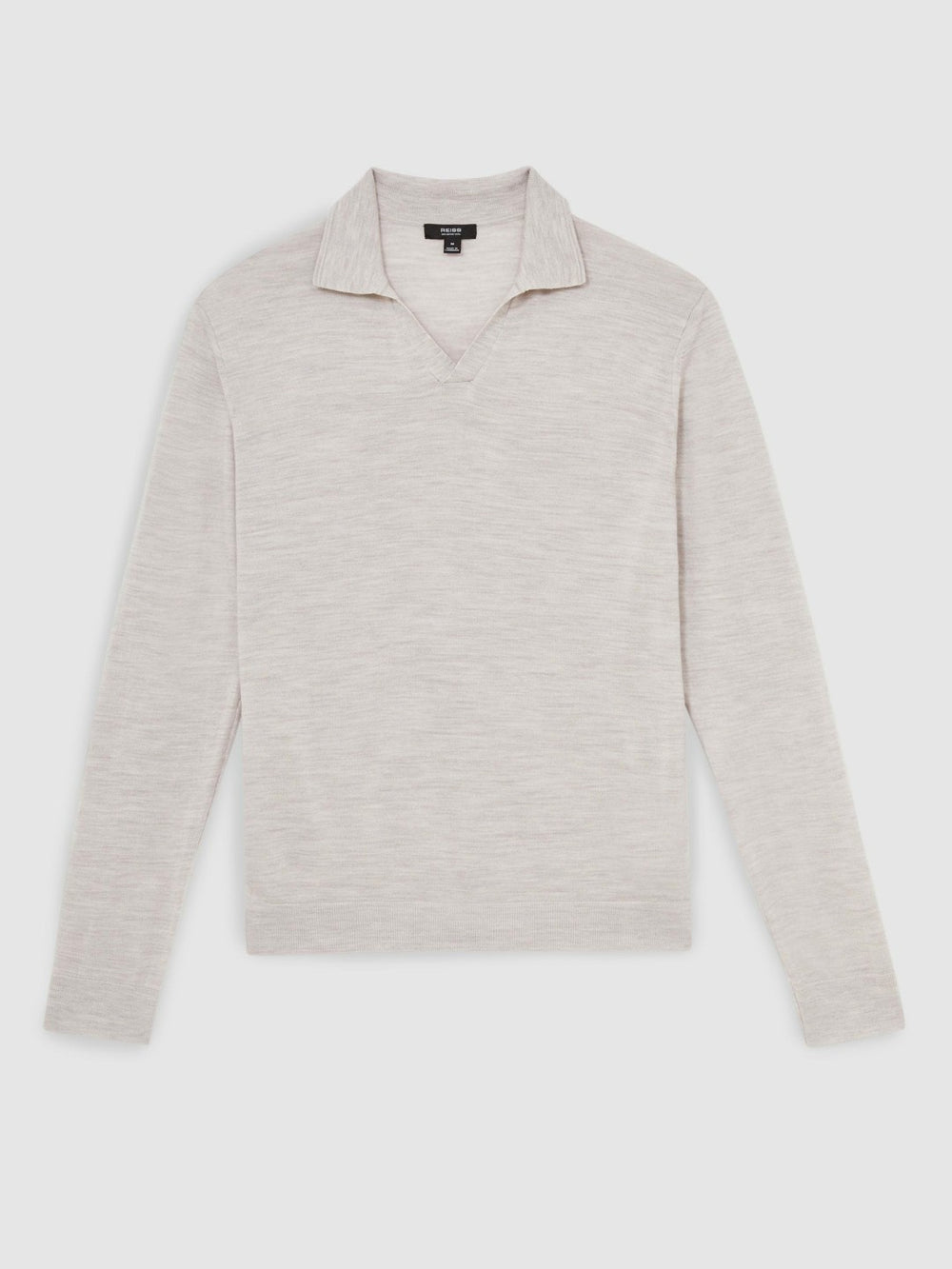 Merino Wool Open-Collar Polo Shirt Wicker Brown Melange | Men