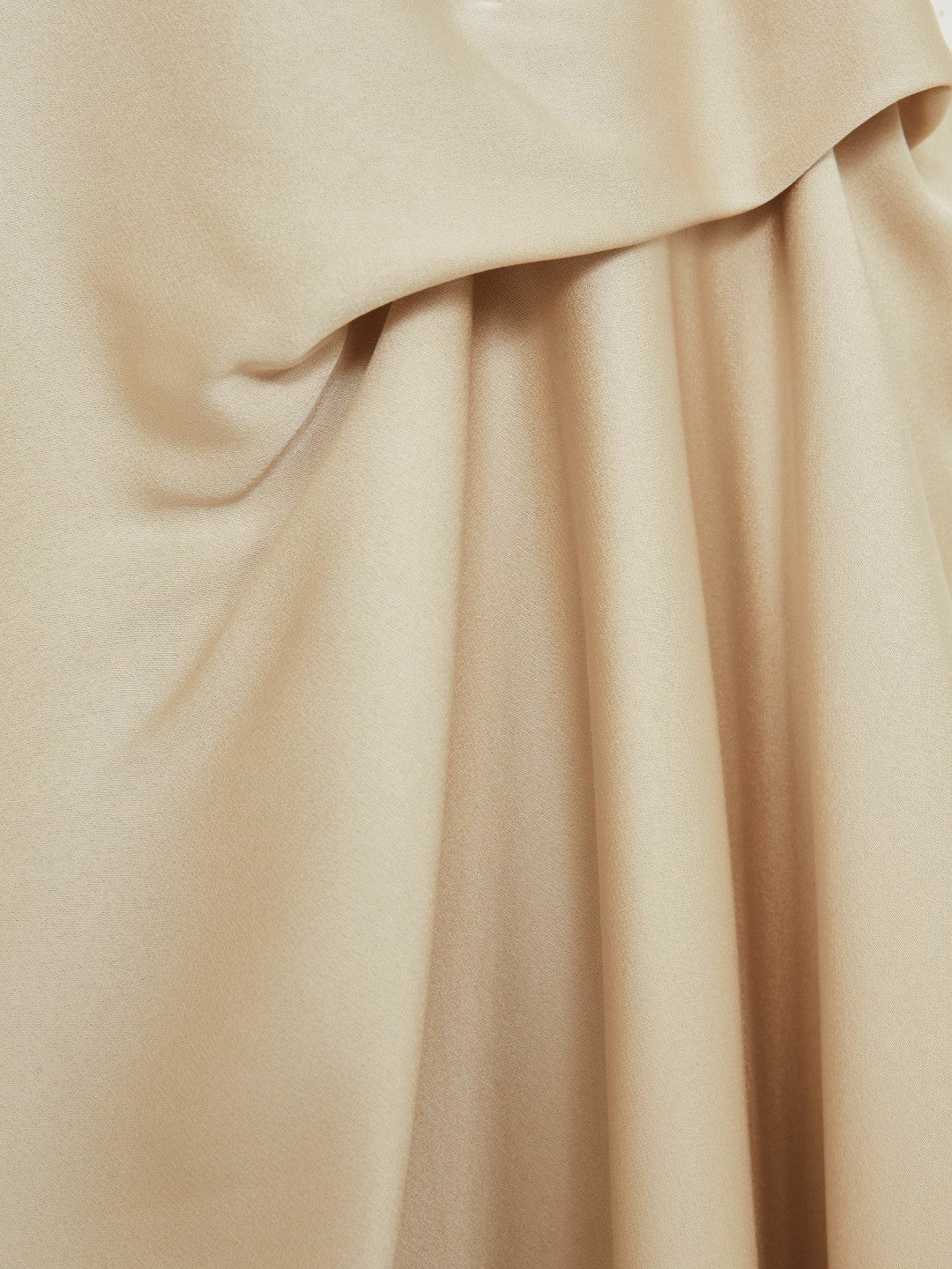 Satin Tuck-Detail Cape Midi Dress Champagne Neutral | Women