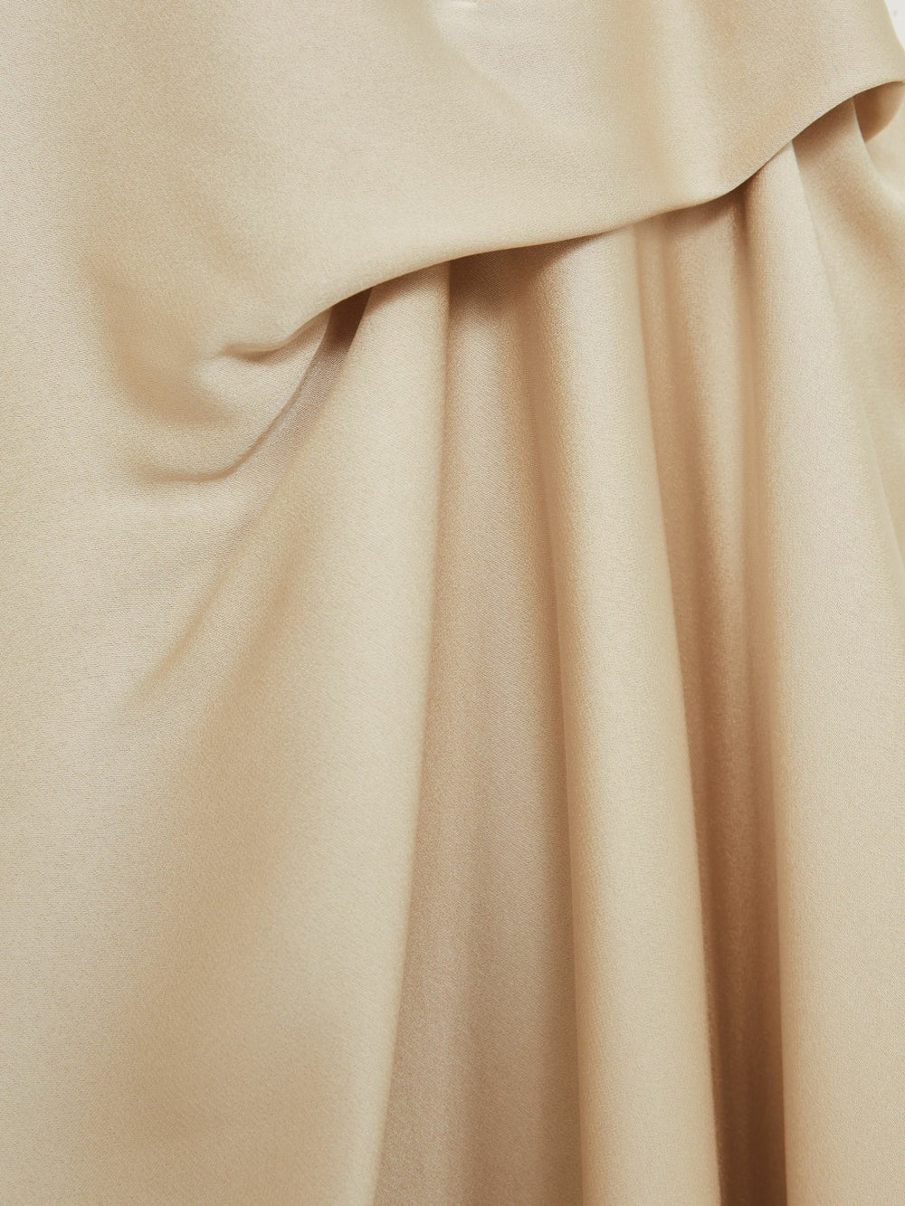 Satin Tuck-Detail Cape Midi Dress Champagne Neutral | Women