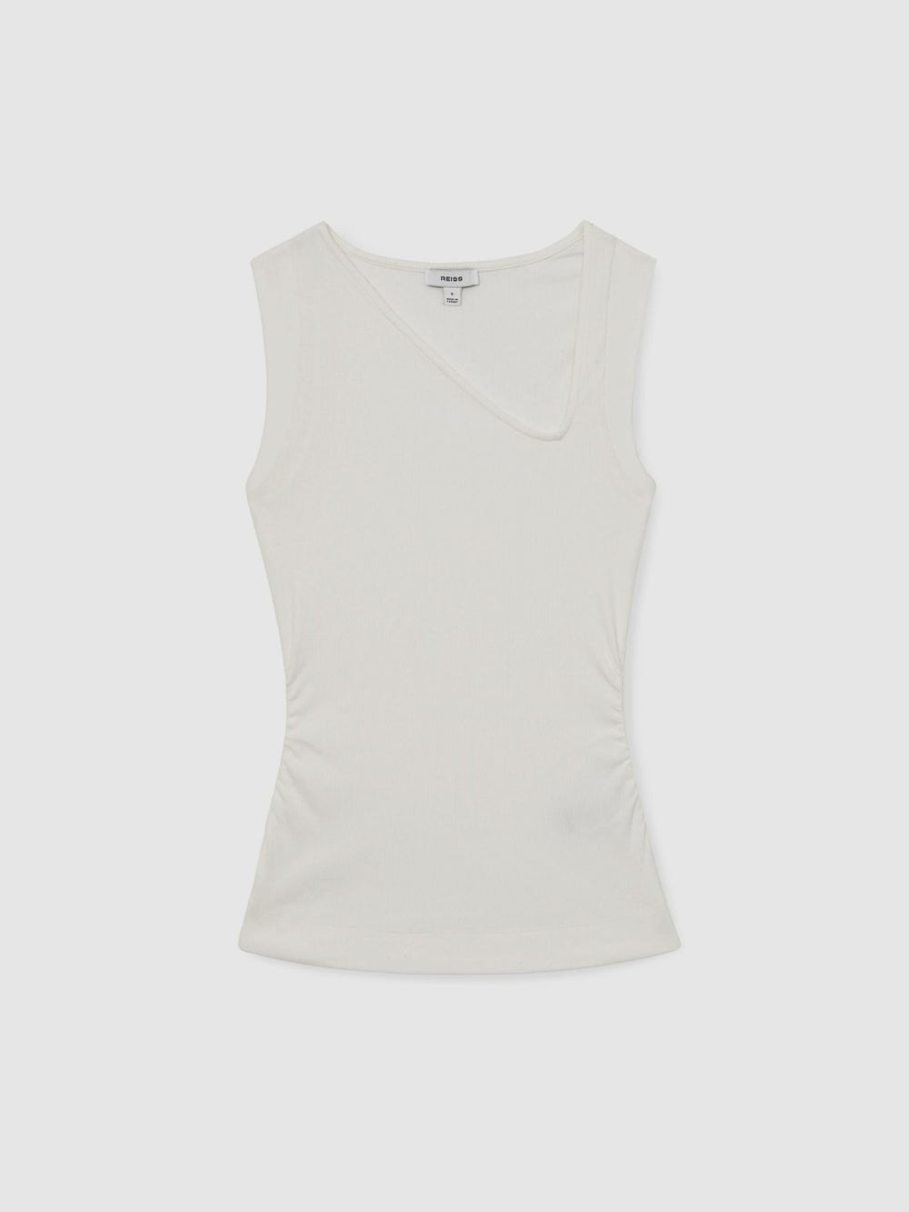 Stretch-Cotton Ribbed Asymmetric Vest White | Women