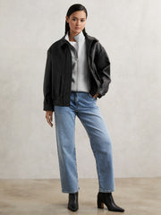 Funnel-Neck Zip-Through Sweatshirt Grey | Women