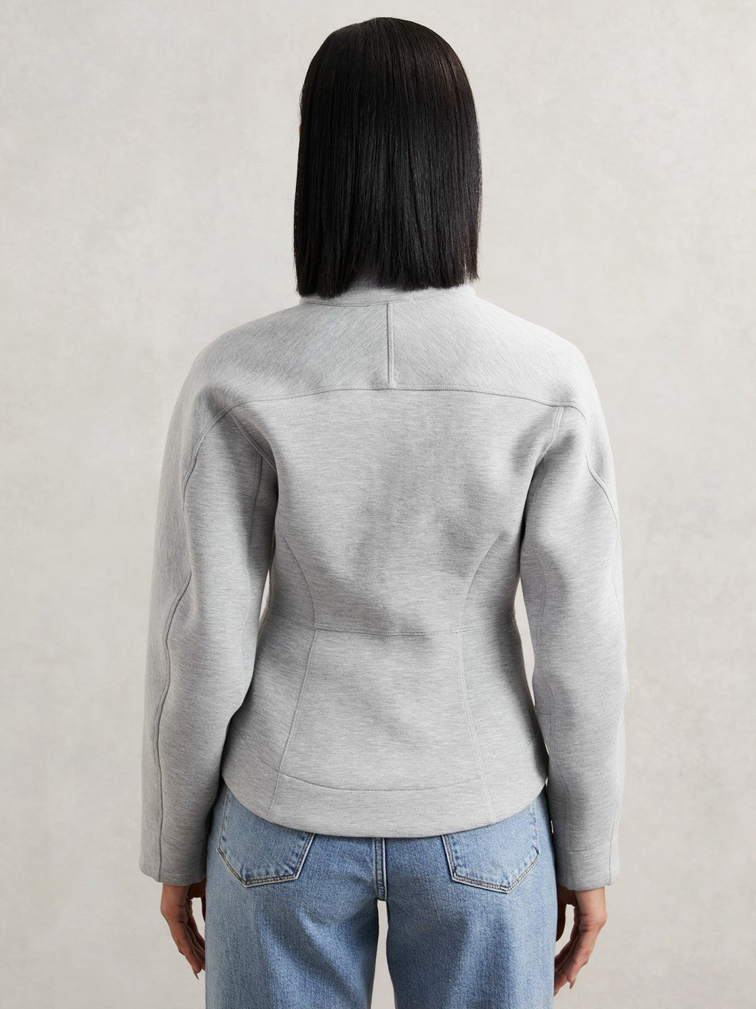 Funnel-Neck Zip-Through Sweatshirt Grey | Women