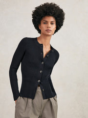 Button Front Knit Cardigan Navy | Women