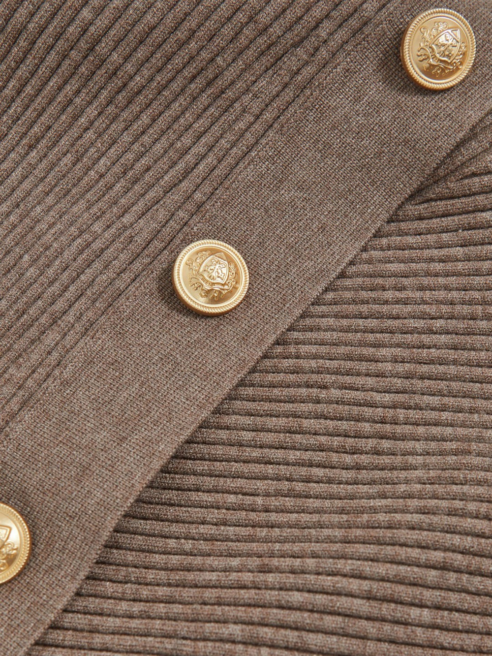 Rib-Knit Button Shawl Jumper Taupe | Women