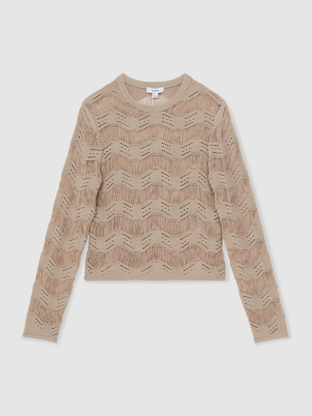 Cotton Blend Ladder Knit Top Taupe Neutral | Women