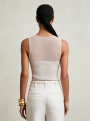 Mesh Rib-Knit Sweetheart Vest Pink Neutral | Women