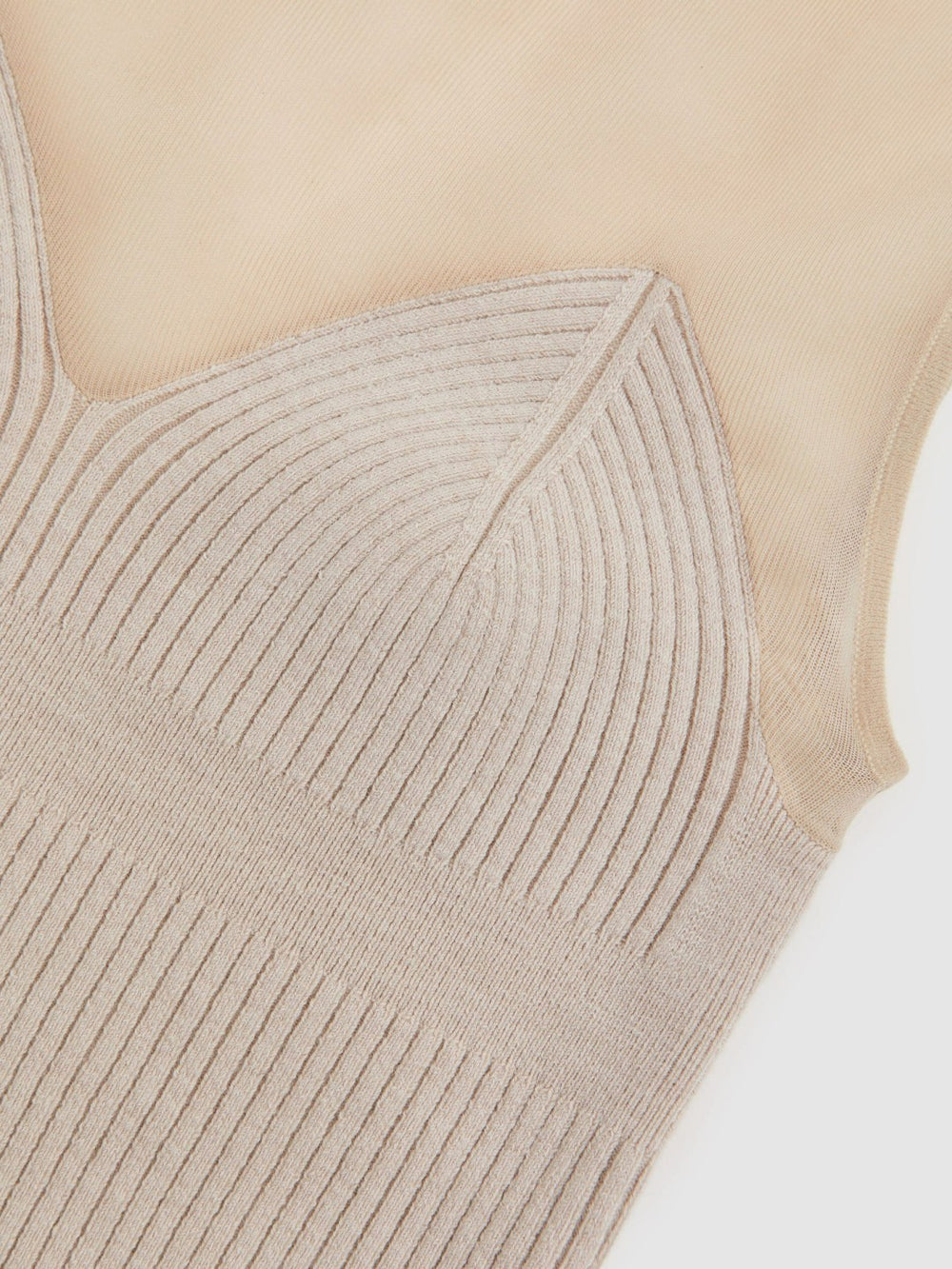 Mesh Rib-Knit Sweetheart Vest Pink Neutral | Women