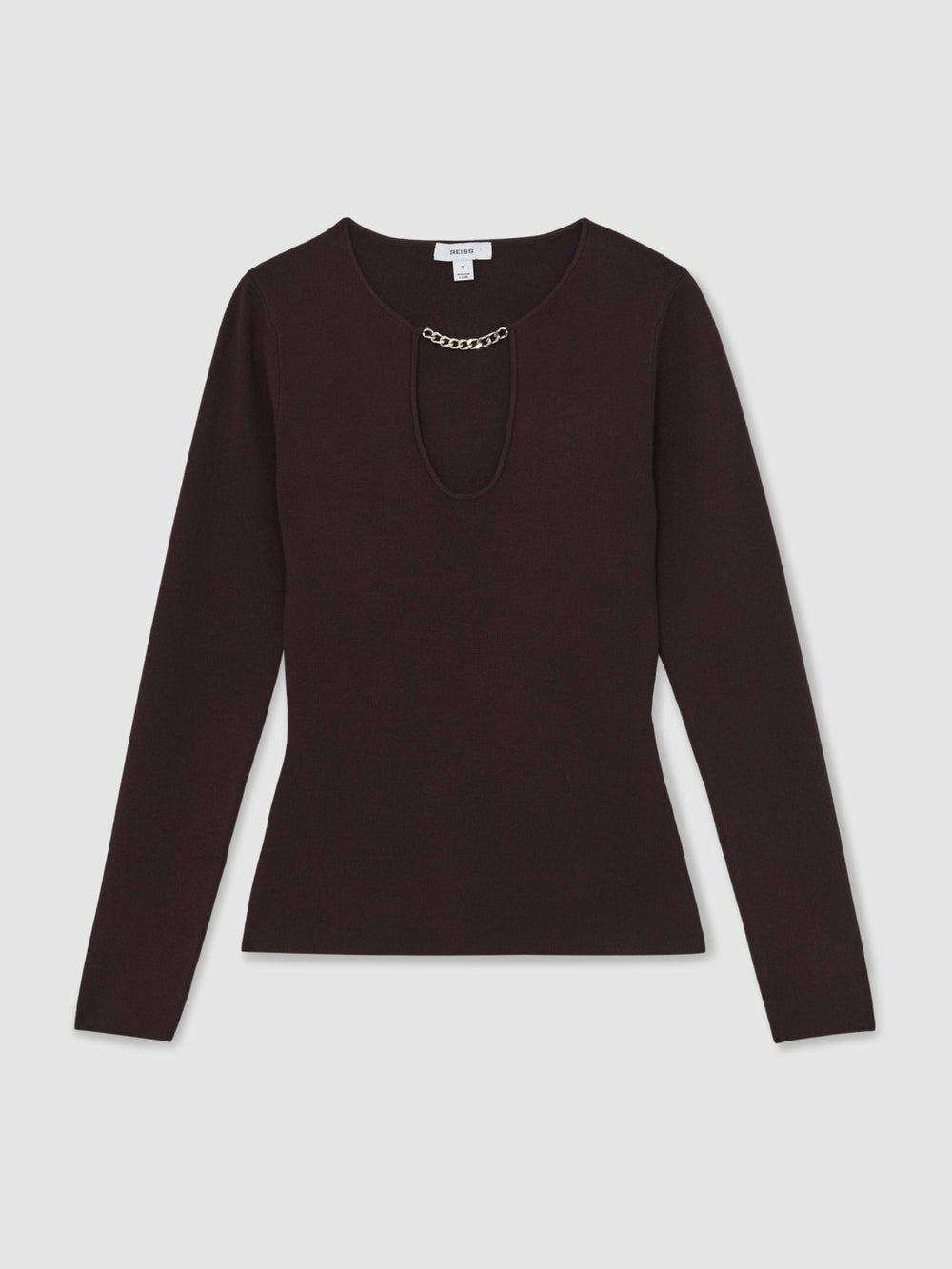 Chain-Detail Keyhole Knit Top Plum | Women