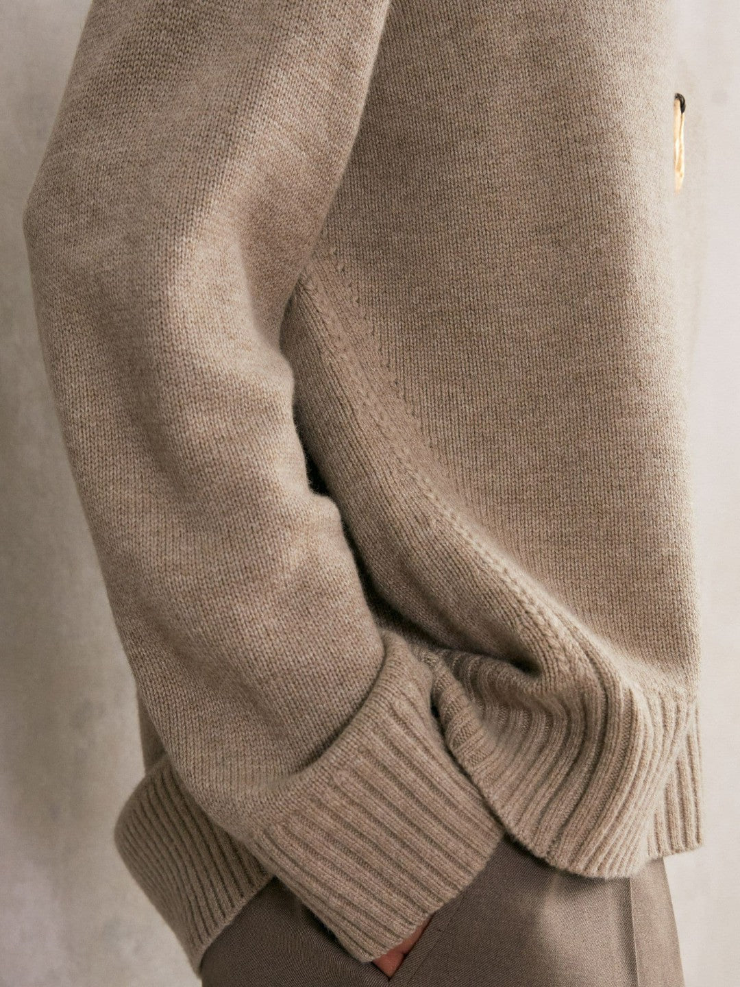 Wool-Cashmere Crew-Neck Jumper Stone | Women