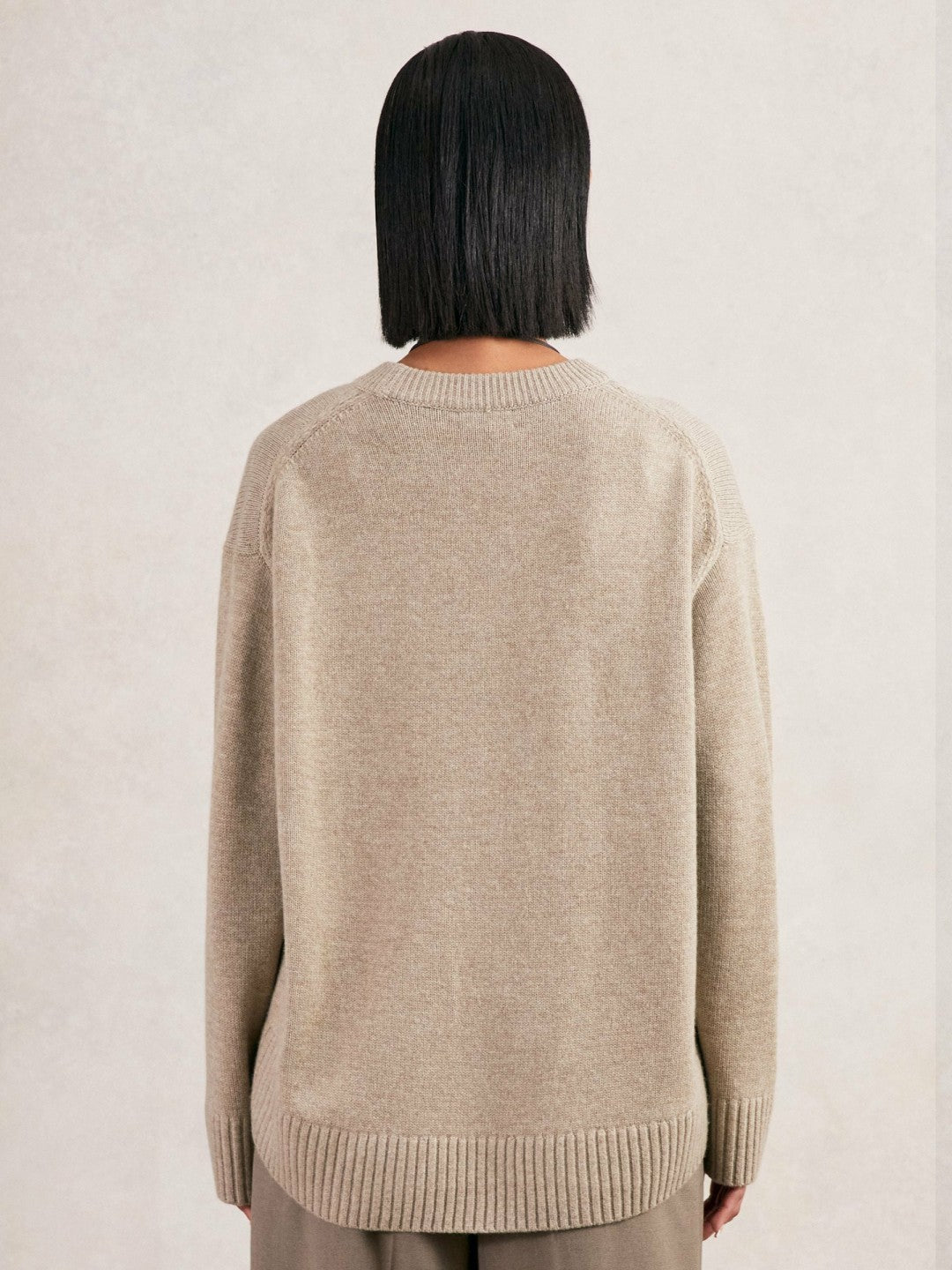 Wool-Cashmere Crew-Neck Jumper Stone | Women