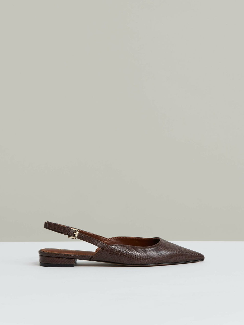 Leather Slingback Ballerina Pumps Chocolate | Women