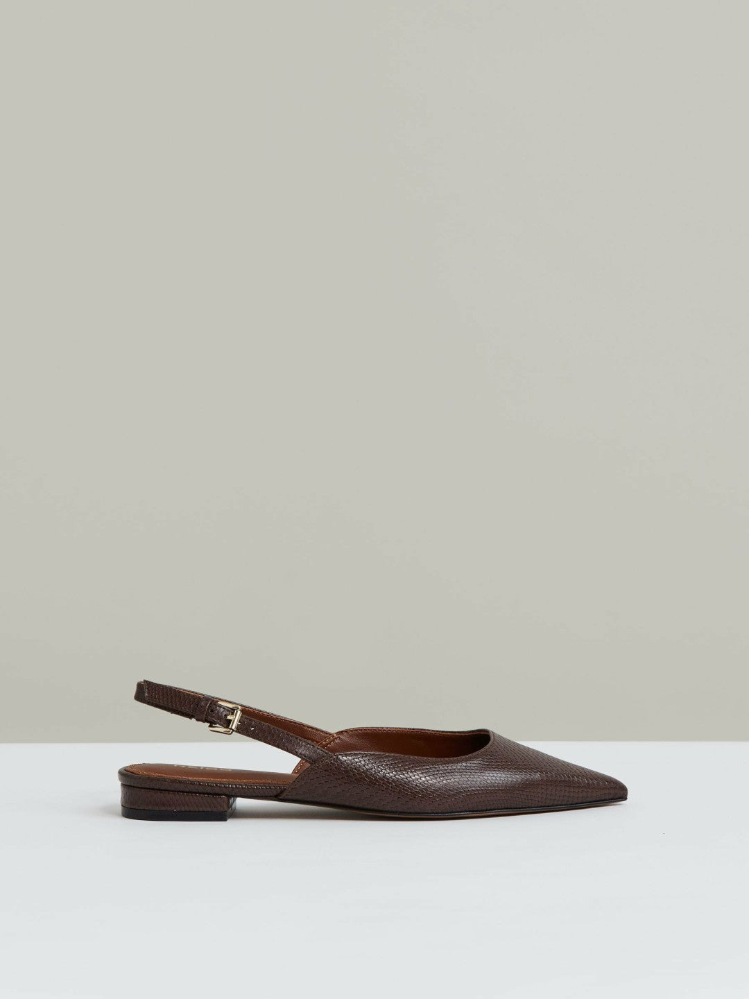 Leather Slingback Ballerina Pumps Chocolate | Women