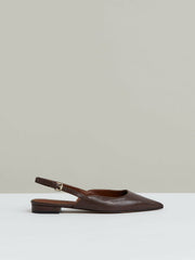 Leather Slingback Ballerina Pumps Chocolate | Women