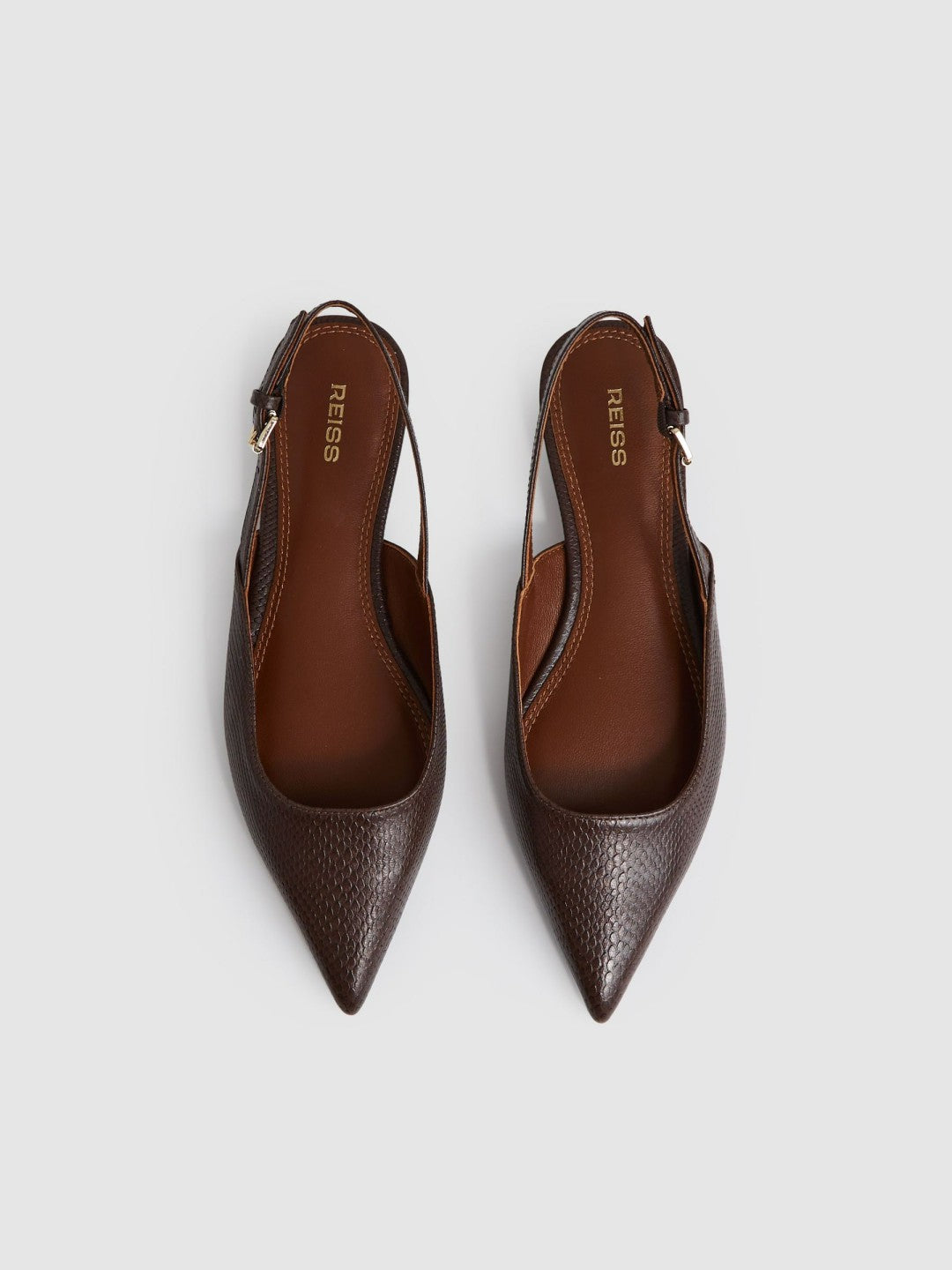 Leather Slingback Ballerina Pumps Chocolate | Women