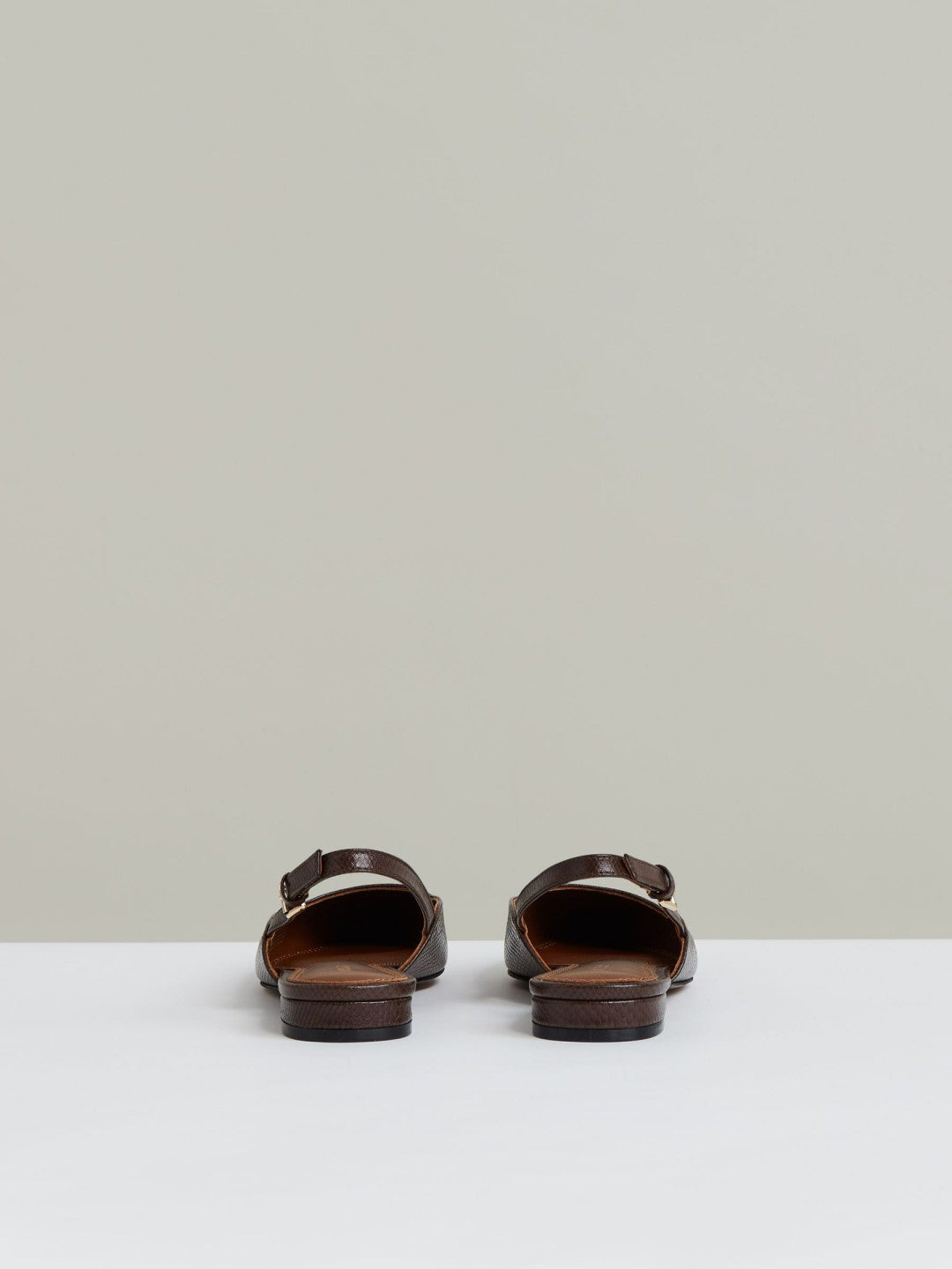 Leather Slingback Ballerina Pumps Chocolate | Women