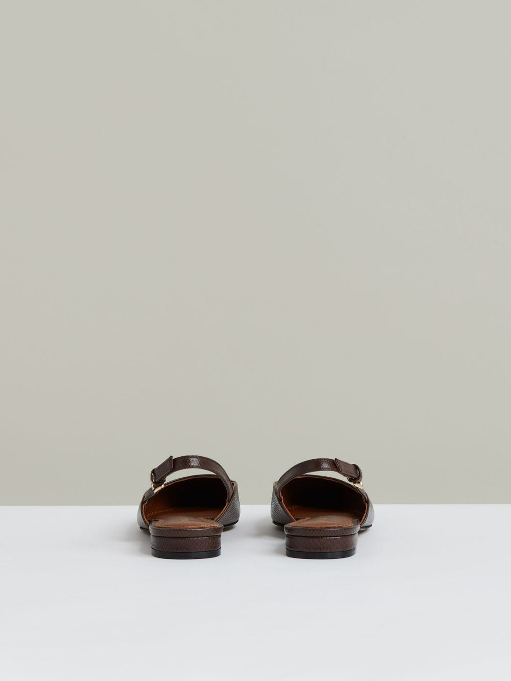 Leather Slingback Ballerina Pumps Chocolate | Women