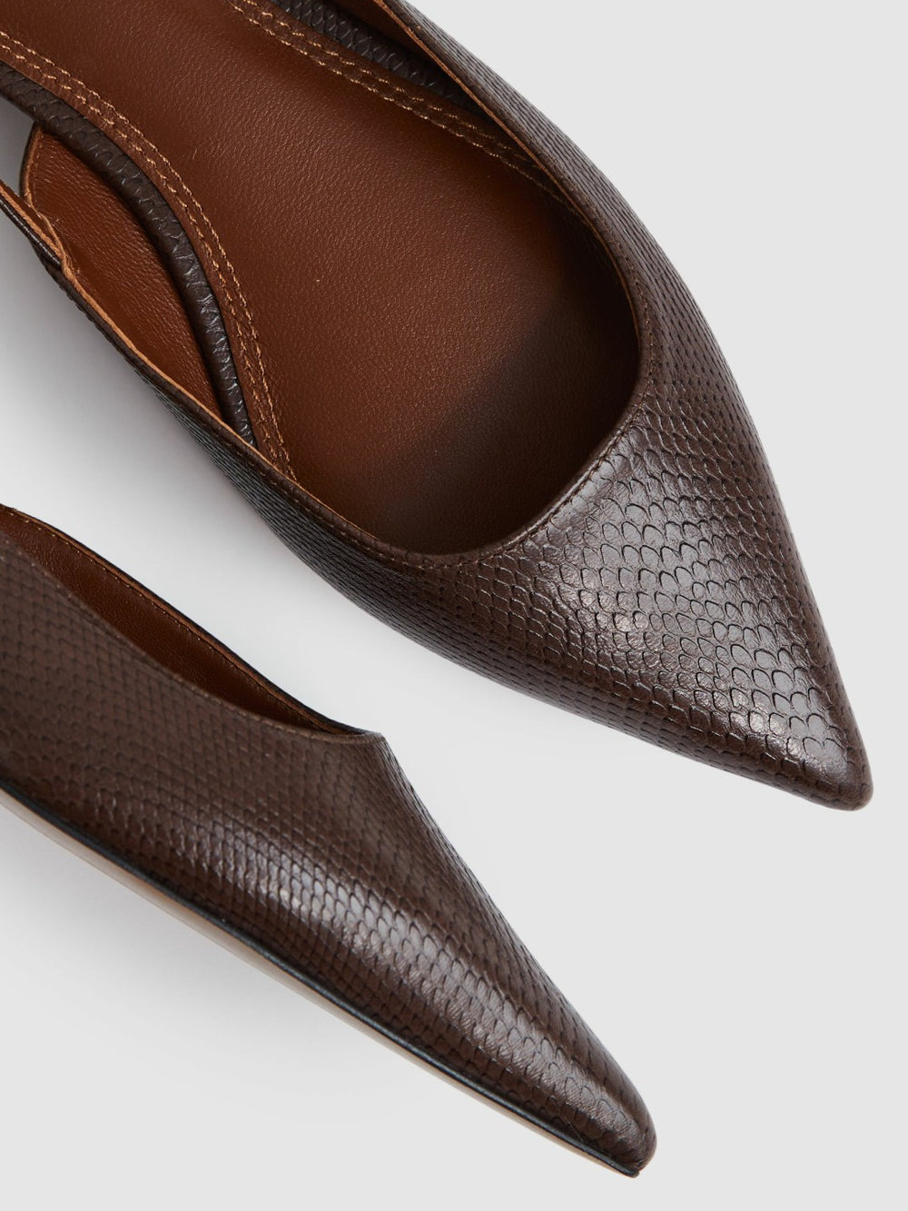 Leather Slingback Ballerina Pumps Chocolate | Women