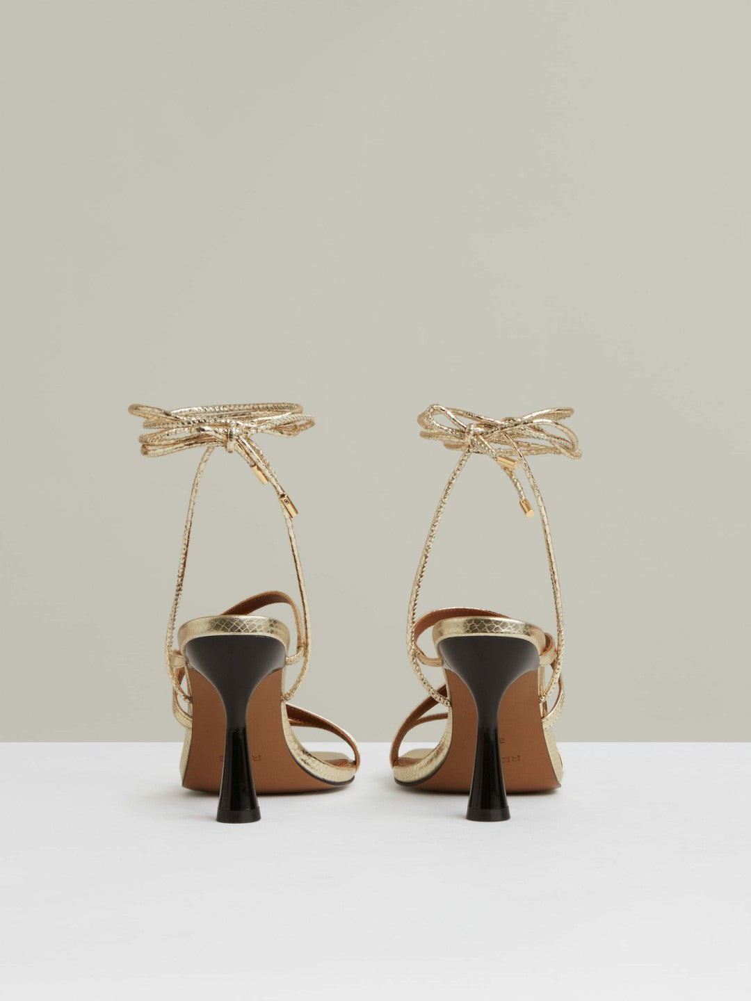 Leather Metallic Strappy Heeled Sandals Gold | Women