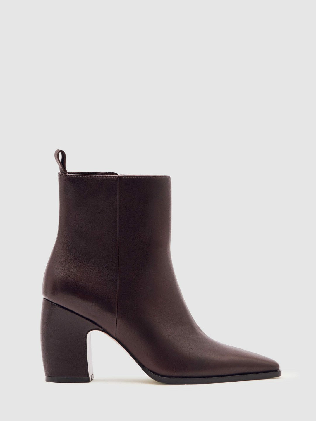 Leather Blocked Heel Ankle Boots Oxblood | Women