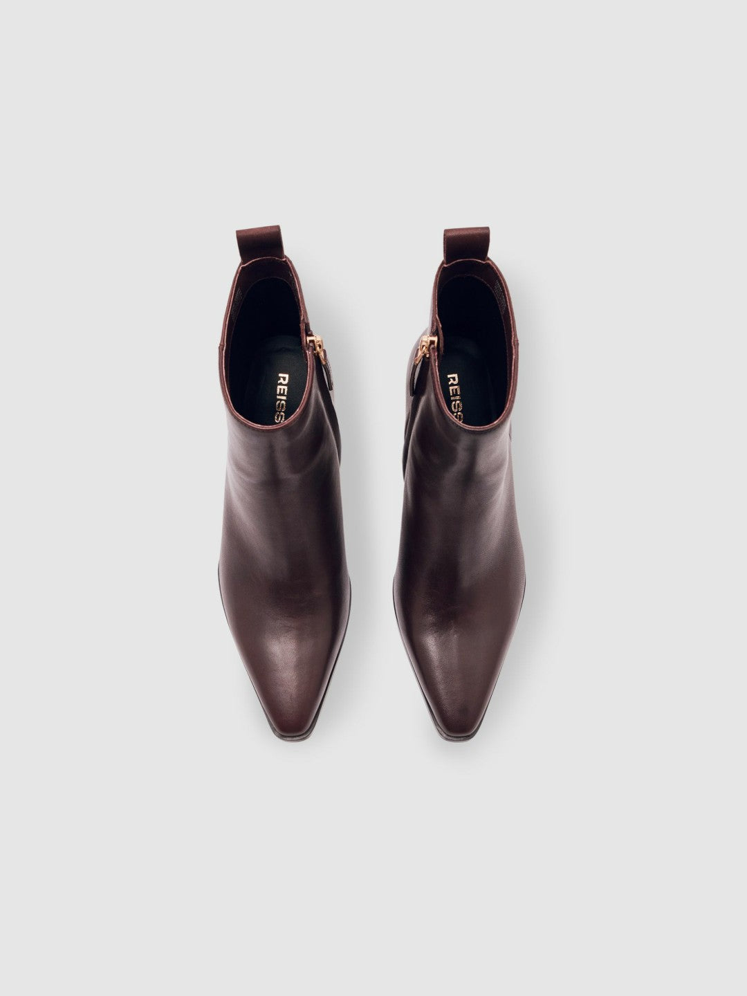 Leather Blocked Heel Ankle Boots Oxblood | Women