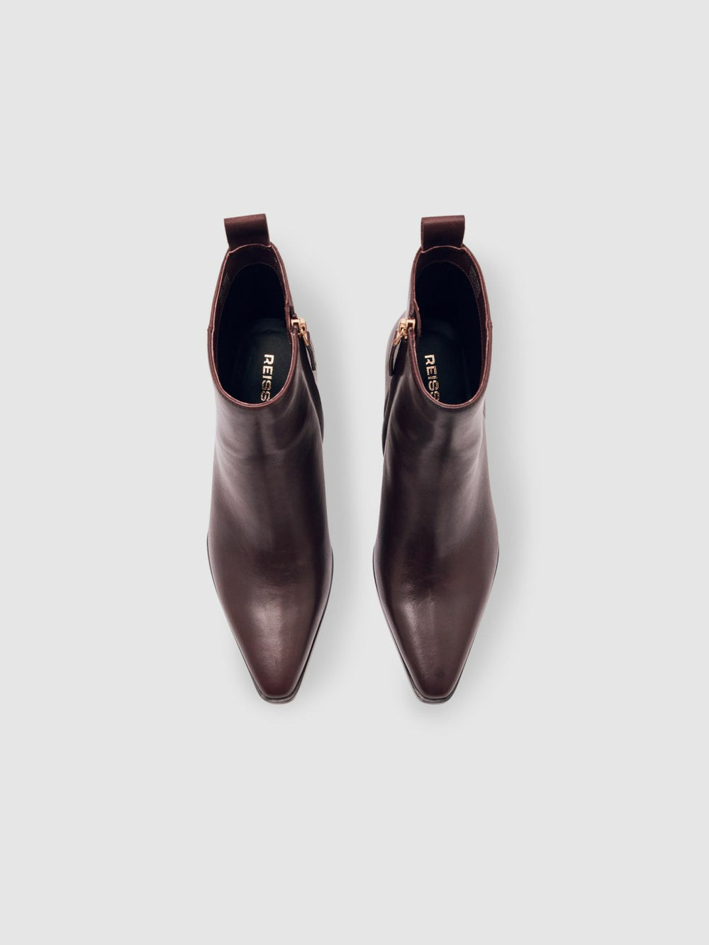 Leather Blocked Heel Ankle Boots Oxblood | Women