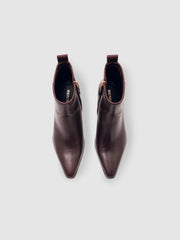 Leather Blocked Heel Ankle Boots Oxblood | Women