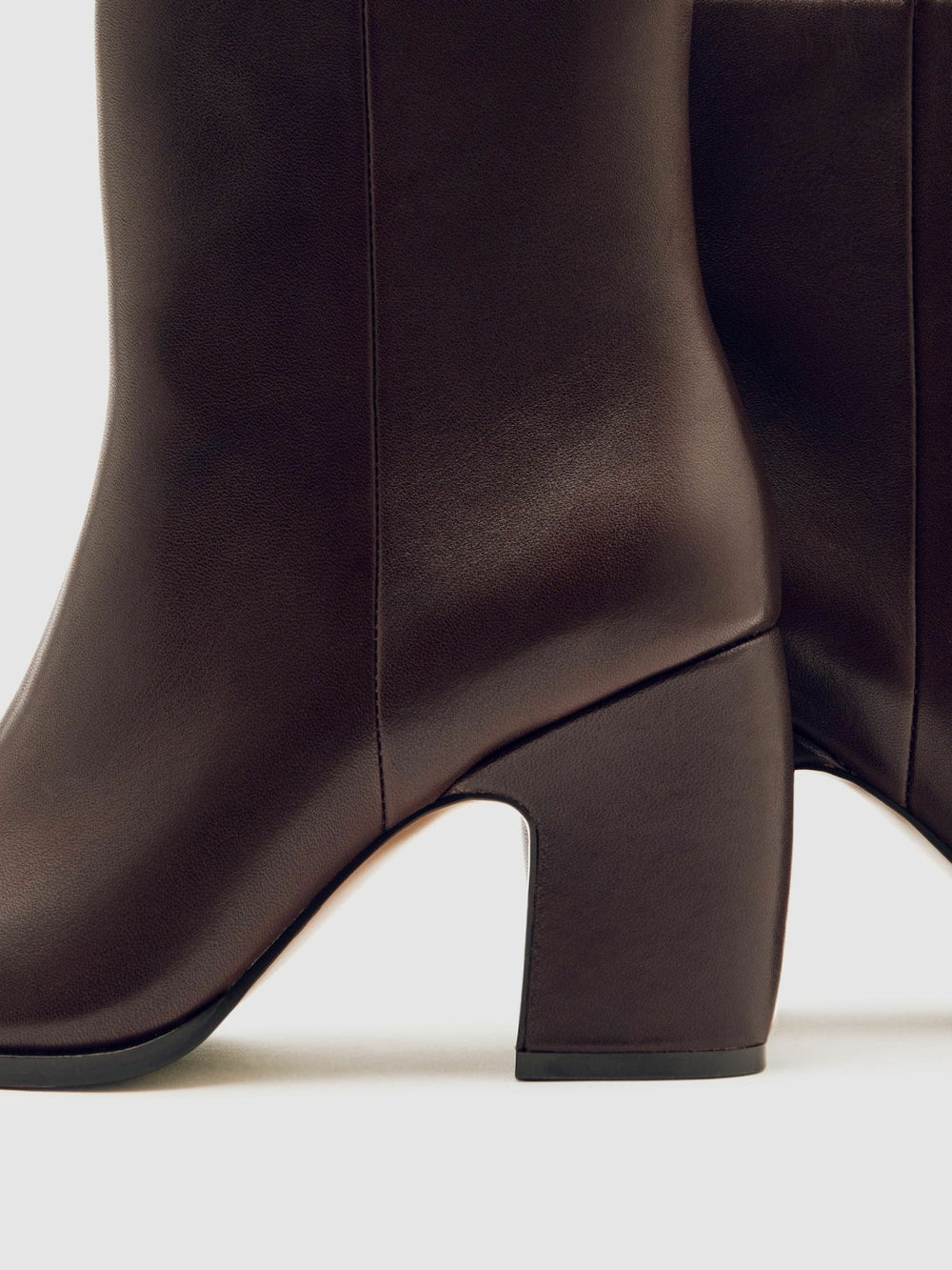 Leather Blocked Heel Ankle Boots Oxblood | Women