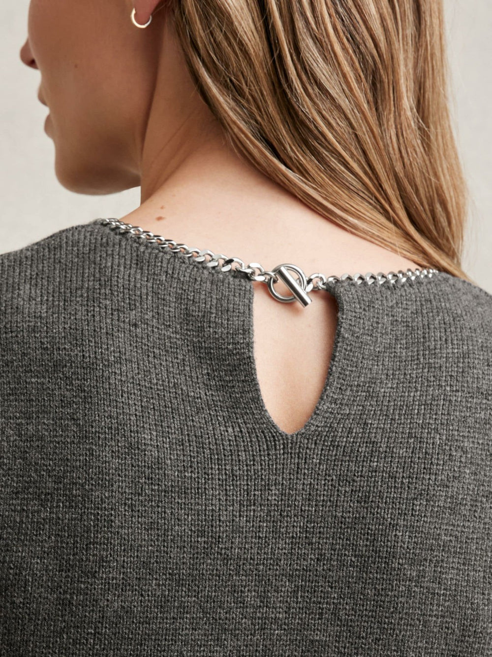 Wool-Blend Necklace-Trim Knitted Vest Charcoal Grey | Women