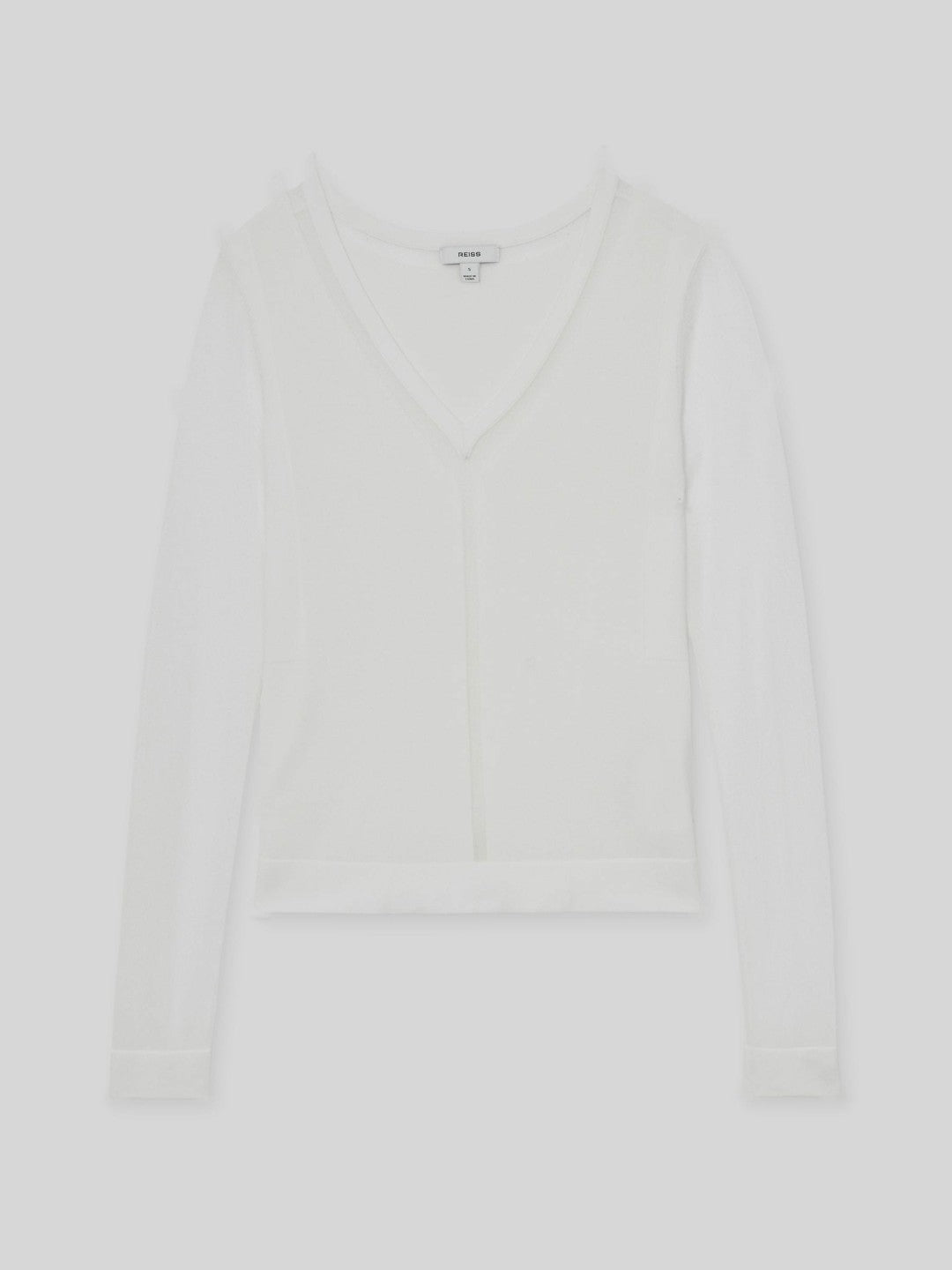 Sheer-Detail V-Neck Top White | Women