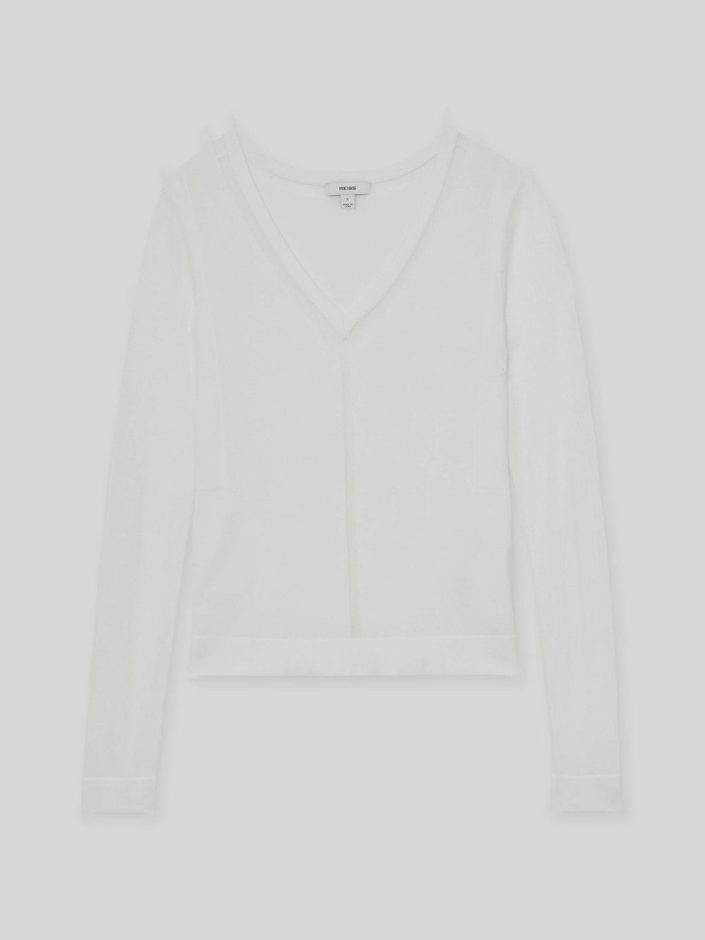 Sheer-Detail V-Neck Top White | Women