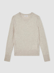 Wool-Blend Open-Stitch Jumper with Cashmere Oatmeal Neutral | Women