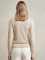 Wool-Blend Open-Stitch Jumper with Cashmere Oatmeal Neutral | Women