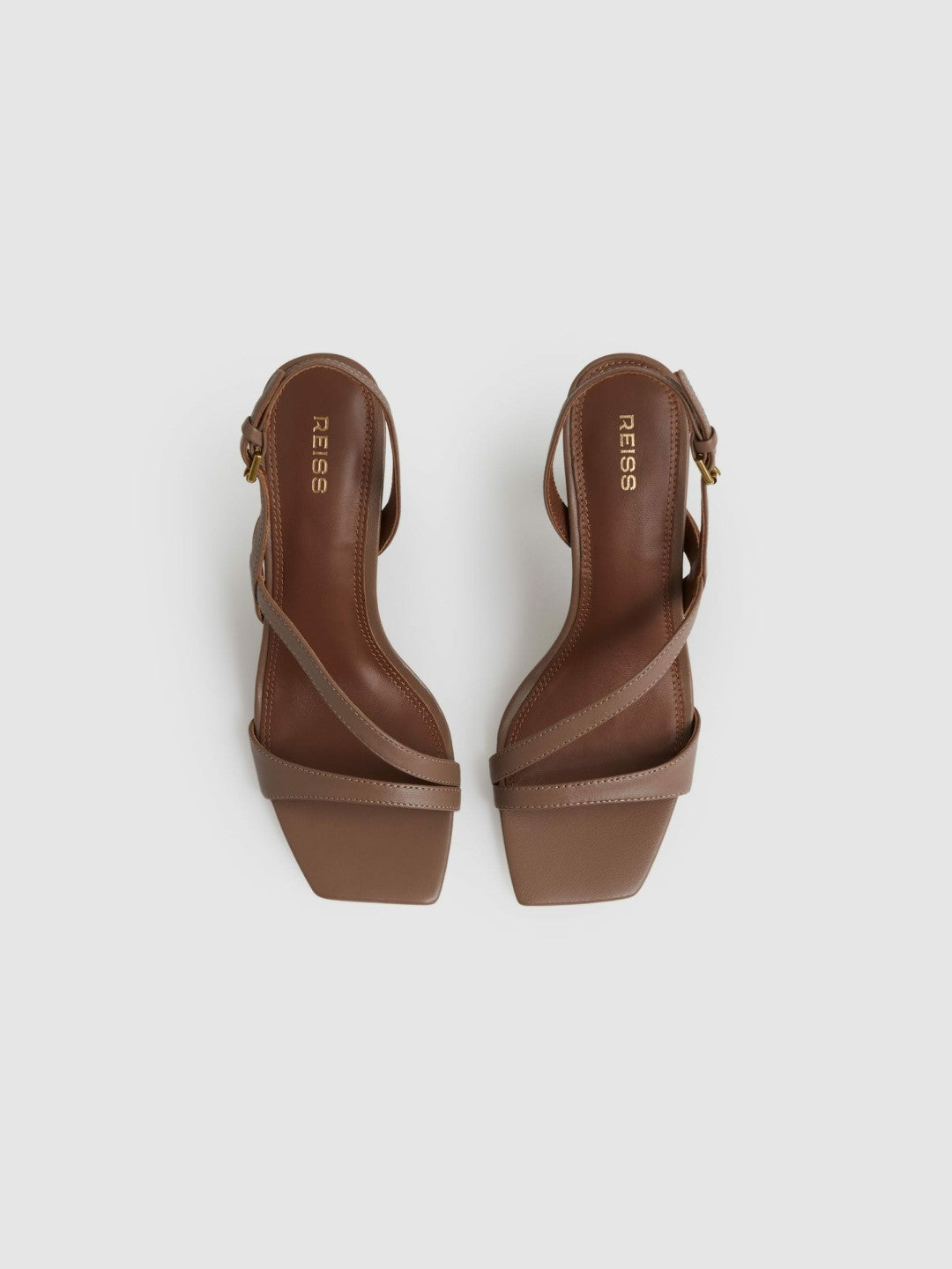 Leather Cross-Strap Heeled Sandals Neutral | Women