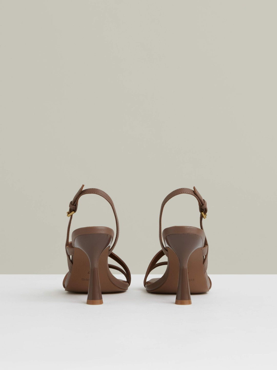 Leather Cross-Strap Heeled Sandals Neutral | Women