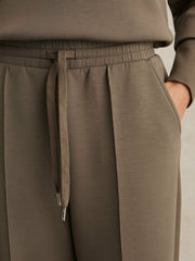 Petite Modal-Blend Interlock Wide-Leg Joggers Khaki Green | Women