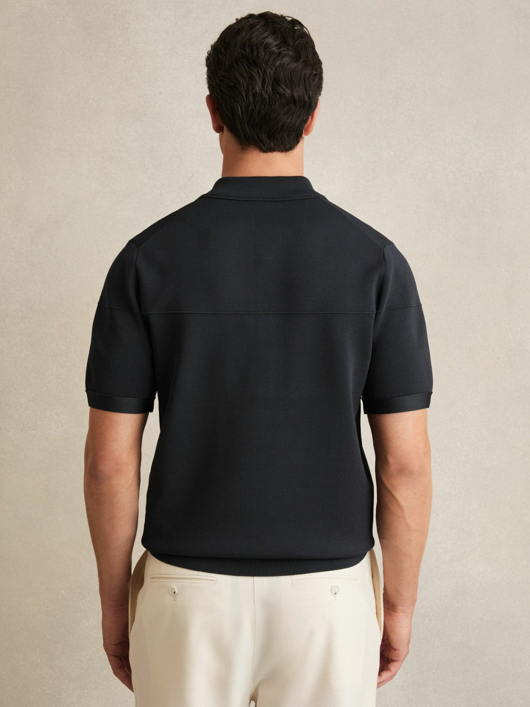 Press-Stud Seam-Detail Polo Shirt Navy | Men