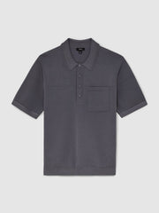 Press-Stud Seam-Detail Polo Shirt Airforce Blue | Men