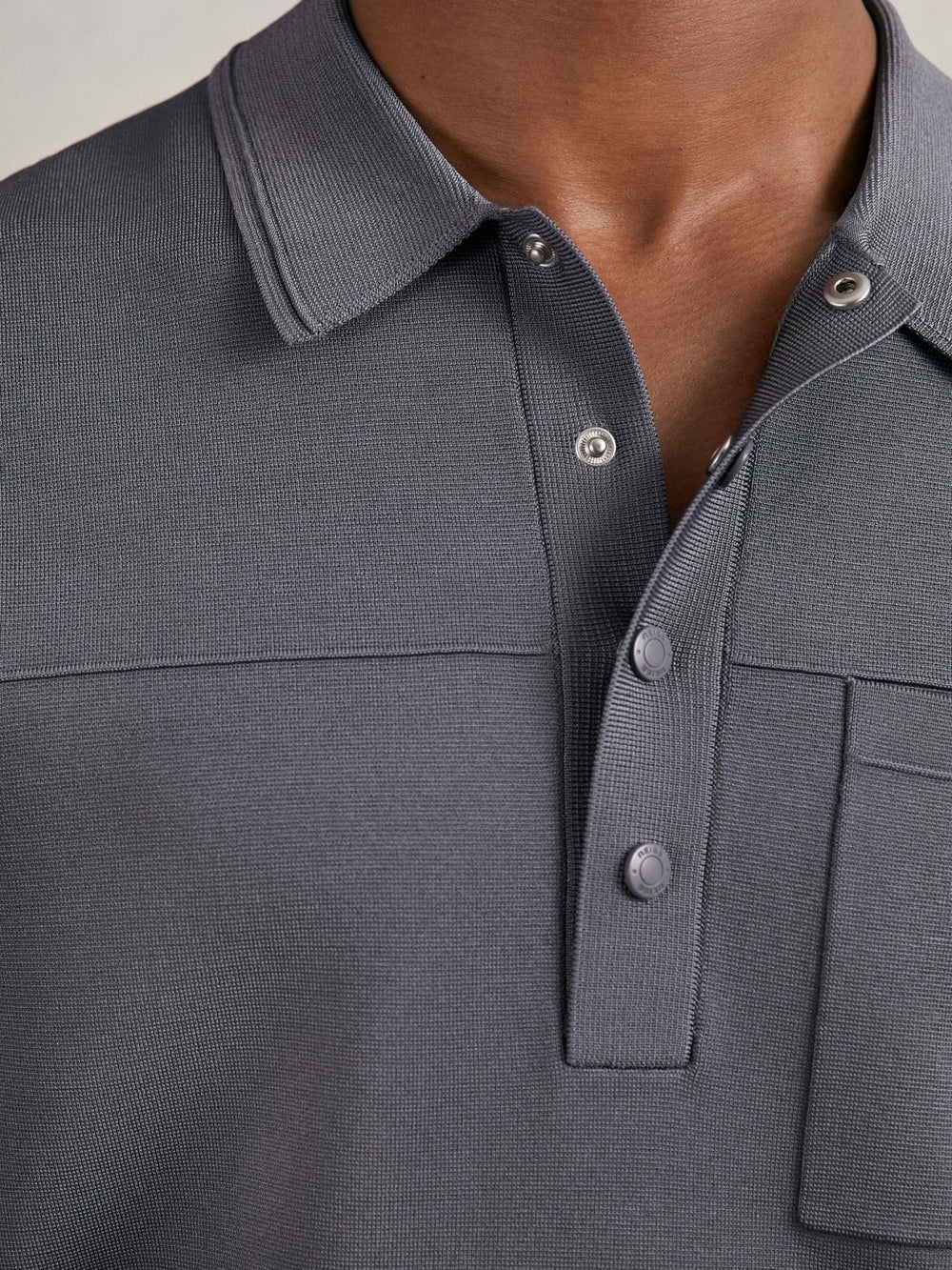 Press-Stud Seam-Detail Polo Shirt Airforce Blue | Men