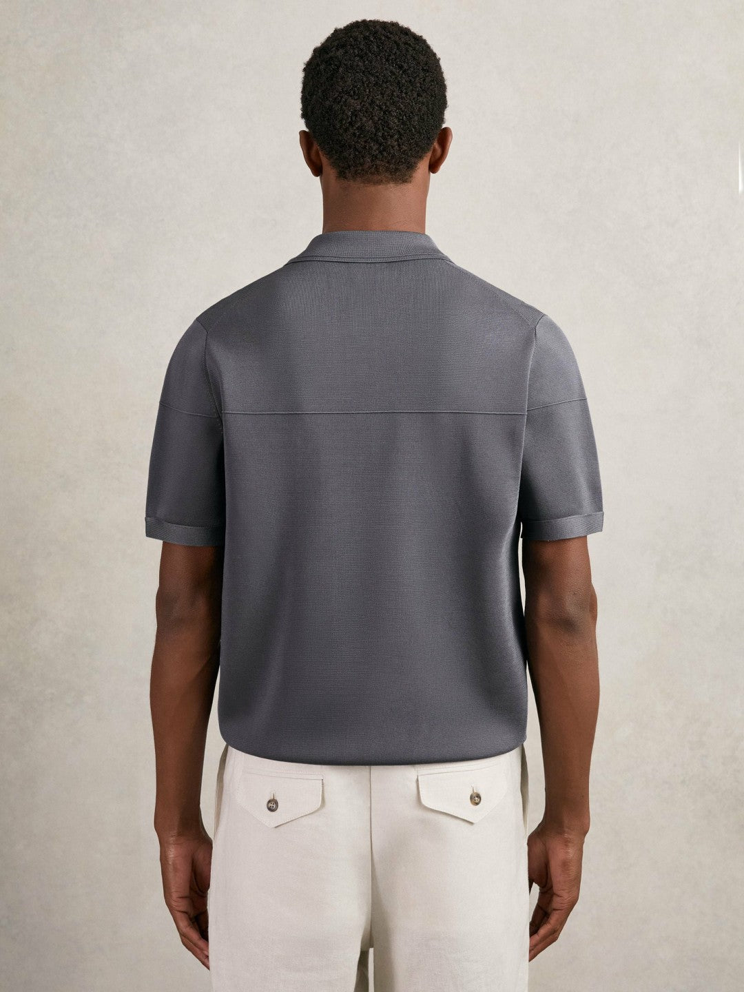 Press-Stud Seam-Detail Polo Shirt Airforce Blue | Men