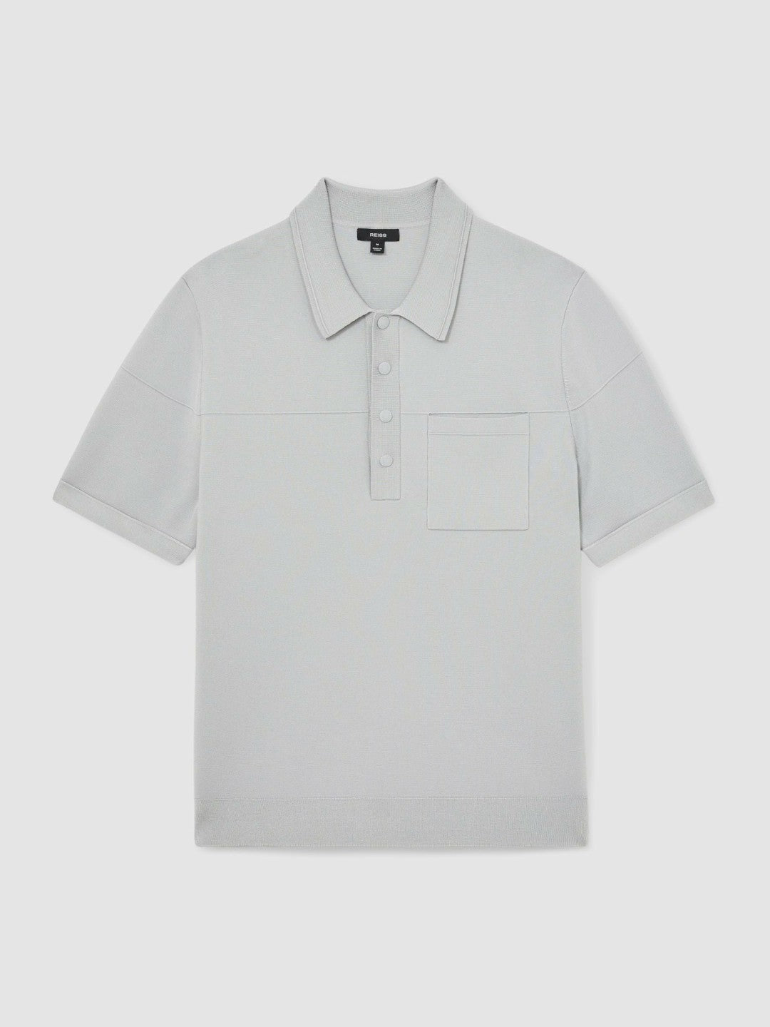 Press-Stud Seam-Detail Polo Shirt Ice Grey | Men