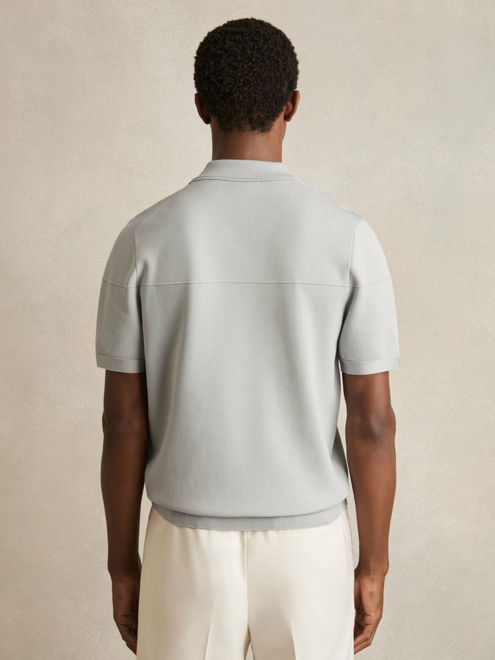 Press-Stud Seam-Detail Polo Shirt Ice Grey | Men