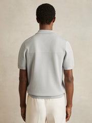 Press-Stud Seam-Detail Polo Shirt Ice Grey | Men