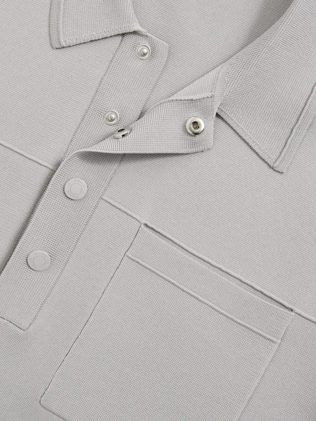Press-Stud Seam-Detail Polo Shirt Ice Grey | Men