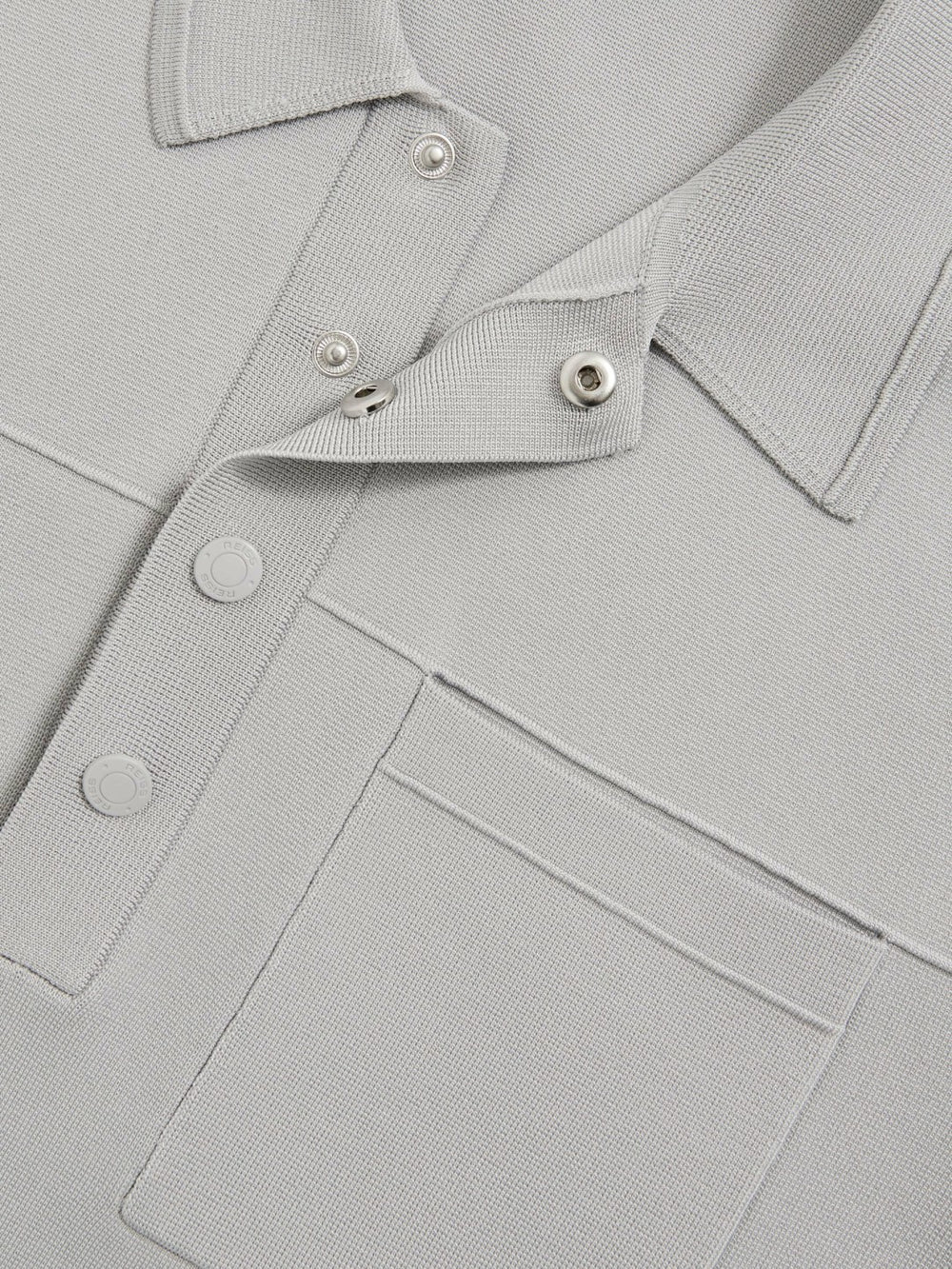 Press-Stud Seam-Detail Polo Shirt Ice Grey | Men