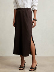 Pleated Jersey Midi Skirt Burgundy | Women