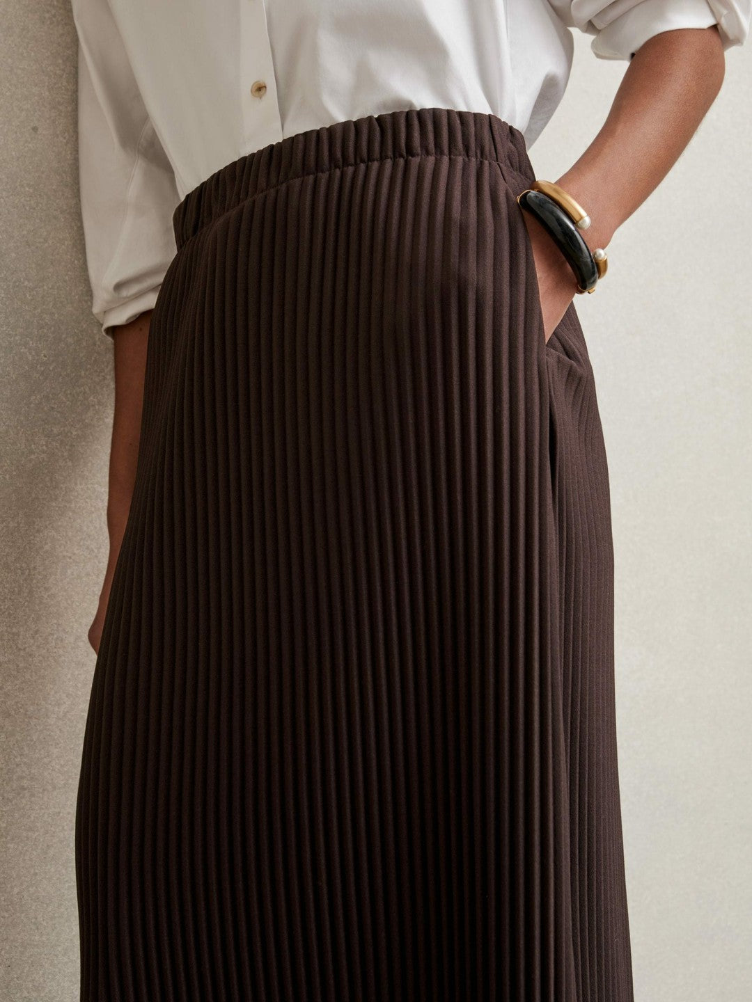 Pleated Jersey Midi Skirt Burgundy | Women