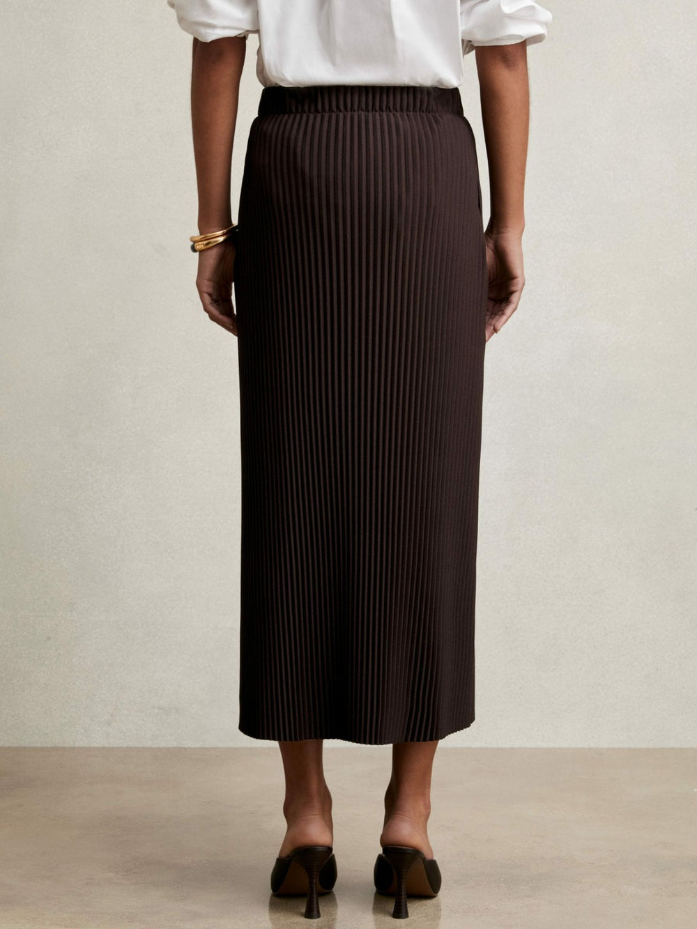 Pleated Jersey Midi Skirt Burgundy | Women