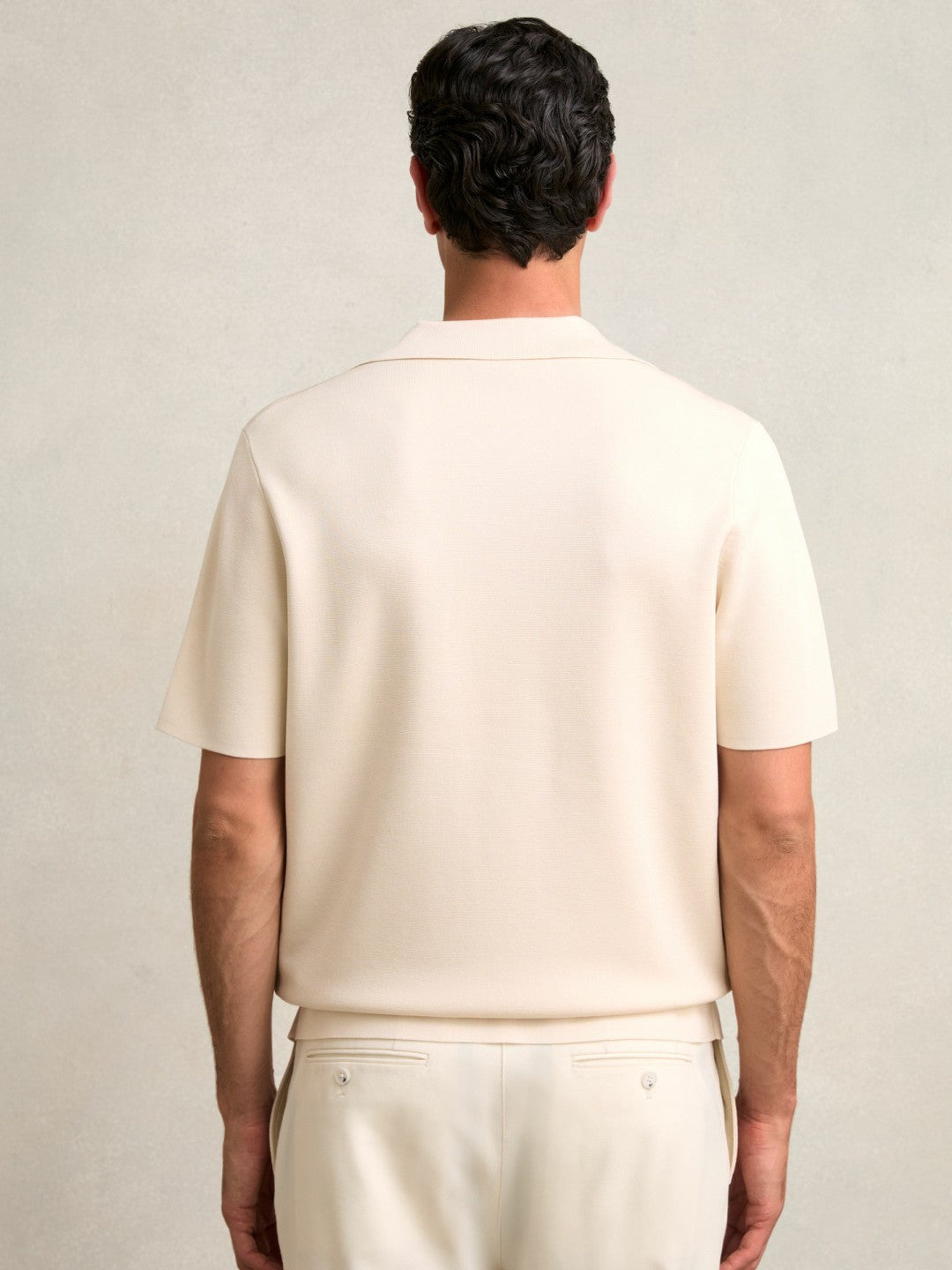 Colour-Block Cuban-Collar Knit Shirt Taupe Brown/Light Stone | Men